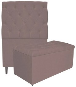 Kit Cabeceira e Calçadeira Liverpool 90 cm Solteiro Linho Rosê - ADJ Decor