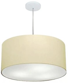 Lustre Pendente Cilíndrico Md-4219 Cúpula em Tecido 55x25cm Algodão Crú - Bivolt