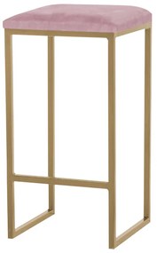 Banqueta Decorativa Billie Base Gold Veludo Rosê G41 - Gran Belo