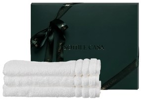 Kit 3 Toalhas de Rosto Trussardi 100% Algodão Imperiale c/ Caixa de Presente Natal - Branco  Branco