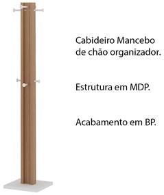 Cabideiro para Quarto Sala de Estar AZ1018 MDP Amendoa/Branco G69 - Gran Belo