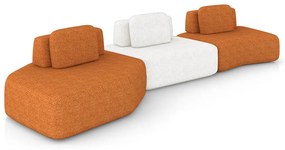 Sofá 3 Lugares Orgânico com Chaise e 2 Módulos Berlim Bouclê Caramelo/Off White K01 - D'Rossi