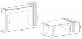 Conjunto Decorativo Aparador e Mesa de Centro Sala de Estar Riad Cinamomo/OffWhite G26 - Gran Belo