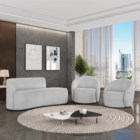 Sofá 2 Lugares Orgânico 140cm Morgan e 2 Poltronas Lua Bouclê D03 - D'Rossi - Cinza