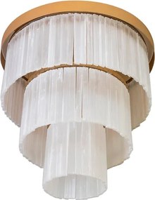 Plafon De Sobrepor Cristal E Aluminio Dourado Felsen