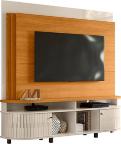 Estante de TV 65 Pol 183cm Sala de Estar Fayron Cinamomo/Off White M20 - D'Rossi