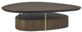 Mesa Centro Elsinki Baixa Tampo e Base Nogueira Haste Gold 25cm - 60221 Sun House
