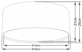 Plafon Duplo Cilíndrico Md-3036 Cúpula em Tecido 50x25cm Rústico Cinza - Bivolt