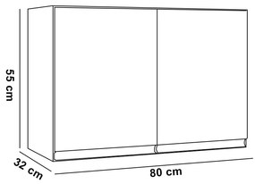 Armário Cozinha Aéreo 81cm com 2 Portas Leticia A01 - D'Rossi - Amendoa e Branco