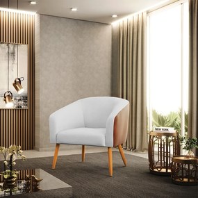 Poltrona Decorativa Pé Palito Castanho kit 2 Stella Nozes/Linho Cinza D03 - D'Rossi