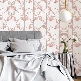 Papel de Parede Rose Hexágono Delicado