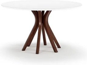 Mesa Jantar Delfim Redonda Castanho Com Vidro Branco 140cm - 76942 Sun House