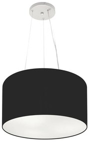 Lustre Pendente Cilíndrico Md-4009 Cúpula em Tecido 40x21cm Preto - Bivolt