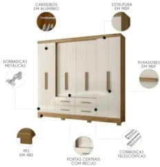 Guarda Roupa Casal 237cm 8 Portas Archi Freijó/Off Z17       - Mpozena