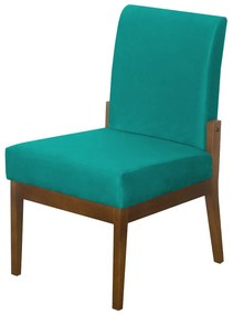 Kit 04 Cadeiras de Jantar Helena Suede Azul Tiffany - Decorar Estofados