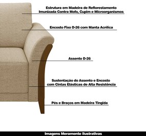 Poltrona Decorativa Pés em Madeira Market Linho Bege G45 - Gran Belo