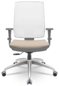 Cadeira Brizza Diretor Grafite Tela Branca Assento Poliester Fendi Base RelaxPlax Aluminio - 66003 Sun House