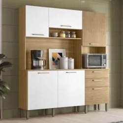 Armário de Cozinha Compacta 180cm Turim Plus Freijó/Supremo Z06 - Mpoz