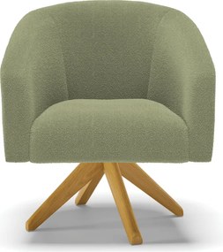 Poltrona Sala Decorativa Giratória Madeira Stella Bouclê D03 - D'Rossi - Pistache