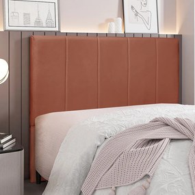 Cabeceira Decorativa Casal 1,40M Erza Veludo Cobre G63 - Gran Belo
