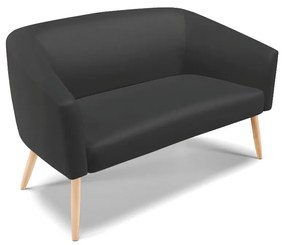 Sofá 2 Lugares Namoradeira Pé Palito Natural Stella Sintético Preto D03 - D'Rossi