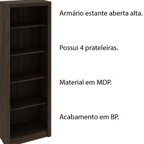 Armário Estante Alto para Escritório Home Office ME4104 MDP Rustico G69 - Gran Belo