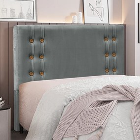 Cabeceira Decorativa Casal 1,40M Kors Veludo Cinza G63 - Gran Belo