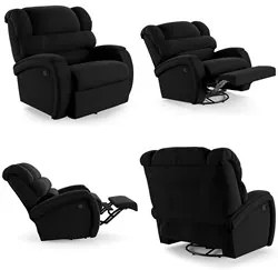 Poltrona do Papai Reclinável Kalie Glider Giratória FH9 Veludo Preto -