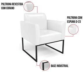 Poltrona Base Industrial Preto Marisa Corano   - Branco