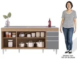 Balcão Gabinete Com Pia 180cm Dallas Castanho/Cinza - Lumil