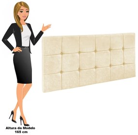 Cabeceira Solteiro Cama Box 90cm Painel Sleep Suede Bege M11 - D'Rossi