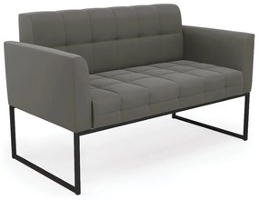 Sofá Namoradeira Elisa Suede Grafite Base Metálica Industrial Preto - D'Rossi