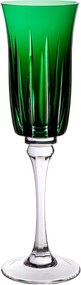 Taça de Cristal Lapidado p/ Champagne - Verde - 66  Verde Escuro - 66