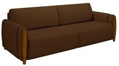 Sofá 3 Lugares 223cm Pés Madeira Amaranto M22 Veludo Marrom - Mpozenat