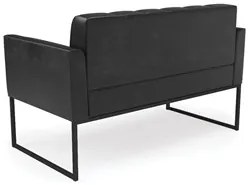 Sofá Namoradeira e 2 Poltronas Base Industrial Preto Ana Sintético PU