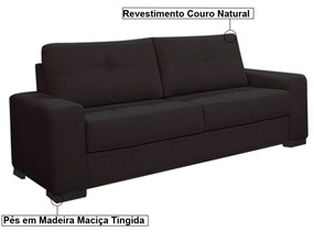 Sofá 3 Lugares 200cm Turim Couro Marrom Fosco G58 - Gran Belo