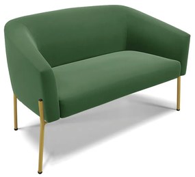 Namoradeira e 2 Poltronas Pé de Ferro Dourado Stella Suede Verde  D03 - D'Rossi