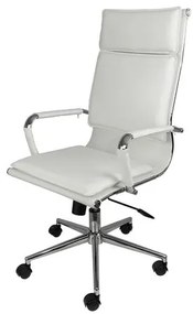 Cadeira Office Alta Orleans em Courino Branco com Base Cromada - 68733 Sun House