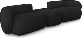 Sofá Versátil Sala de Estar Egito 342cm Modulado Veludo Preto G52 - Gran Belo