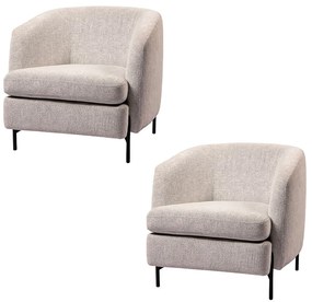 Kit 2 Poltronas Decorativas Sala de Estar Salem Pés Metálicos Bouclê Rústico Cinza G92 - Gran Belo