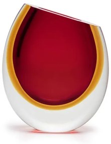 Vaso 96 MS Bicolor Vermelho com Âmbar Murano Cristais Cadoro