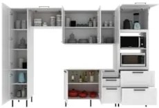 Armário Cozinha 4 Peças Balcão Com Pia CP6B Zaya Branco T01 - Mpozenat