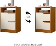 Mesa de Cabeceira com Gavetas Kit 2 Sole Flex Cinamomo/Off - Albatroz