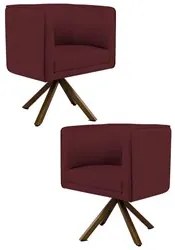 Kit 2 Poltronas Decorativas Base Giromad Madeira Betina C-278 Veludo M