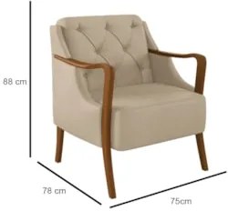 Poltrona Decorativa para Sala de Estar Capitonê Lapa Z32 PU Bege - Mpo