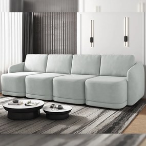 Sofá Cama Modulado Retrátil e Reclinável Decorativo Varsóvia 316cm Veludo Cinza G33 - Gran Belo