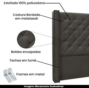 Cabeceira Decorativa King Size 2,19M Loewe Suede Cinza G63 - Gran Belo