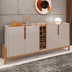 Aparador Buffet 4 Portas Belle 190 cm Off White e Cedro com Adega - D'Rossi