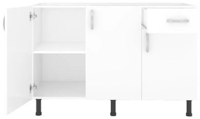 Balcão Viena Cozinha Para Pia 120cm 3 Portas 1 Gaveta Branco