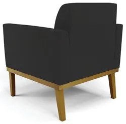 Poltrona Base Madeira Castanho Kit 2 Maressa Veludo Preto - Ibiza